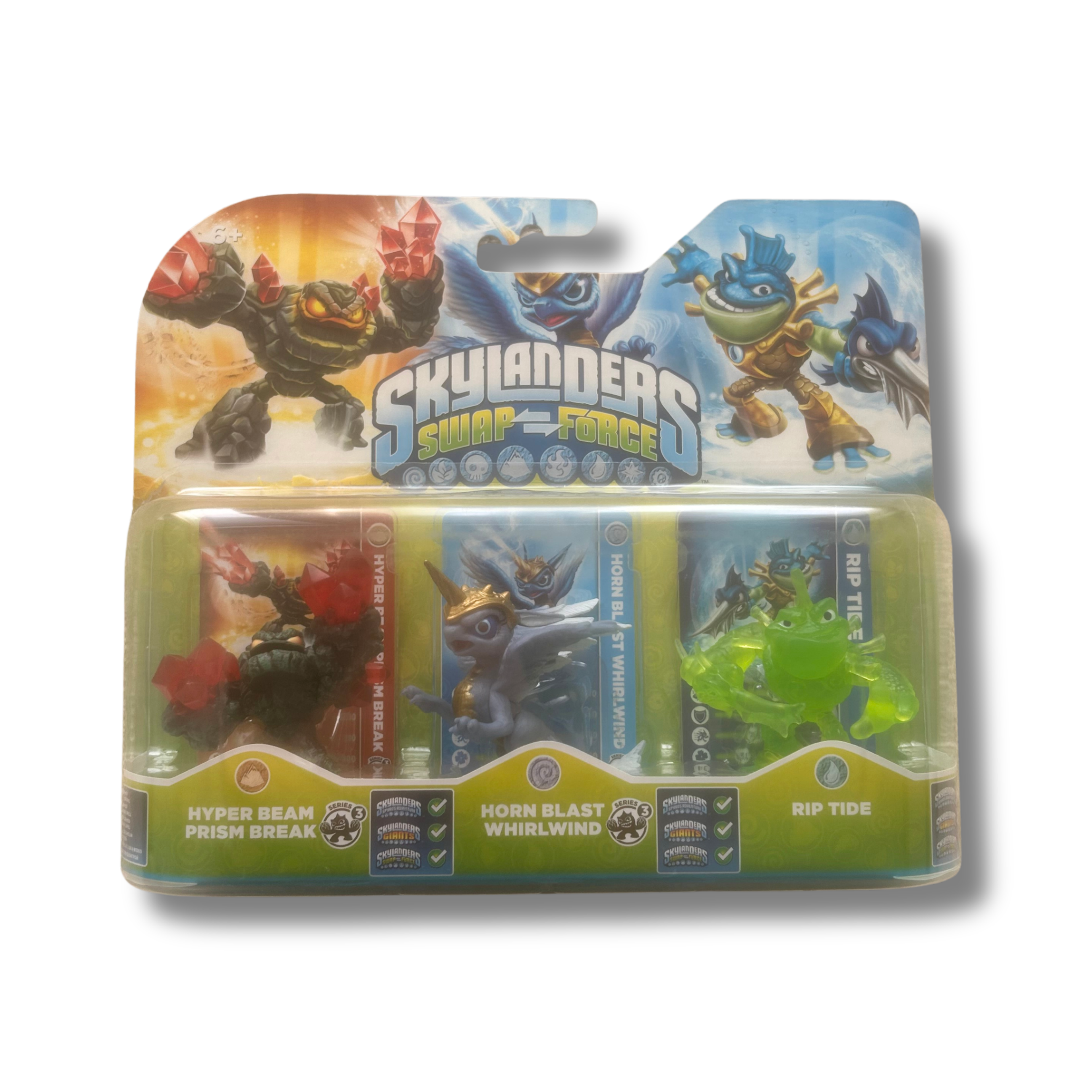 Skylanders Swap Force Rare Clear Green Translucent Rip tide Chase Variant 3 Pack BNIB